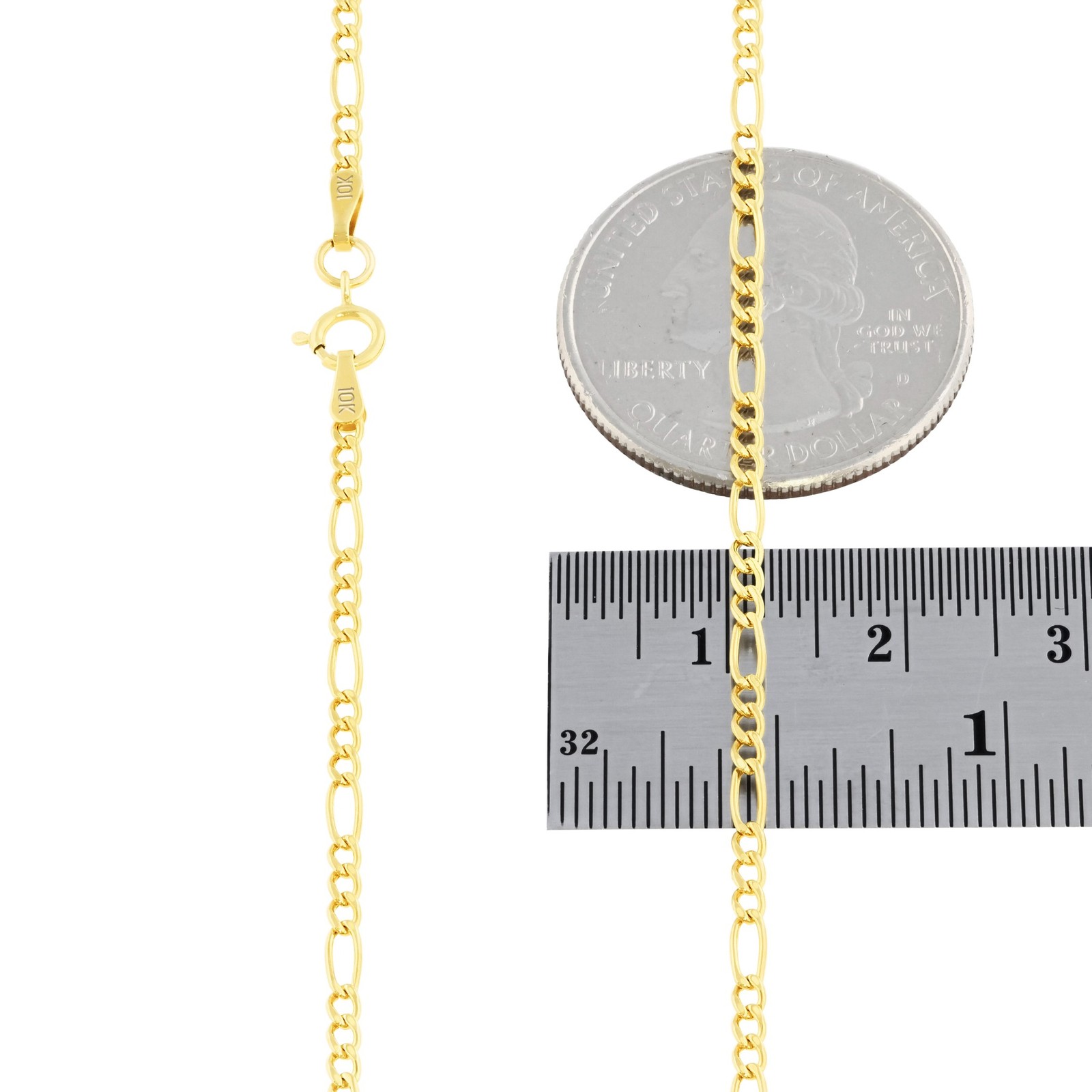 10K Yellow Gold Thin 2mm Figaro Chain Italian Link Necklace Mens Womens 20″