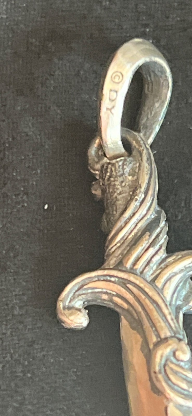 David Yurman Sterling Silver 925 Waves Dagger Amulet Pendant 2ct Black Diamonds