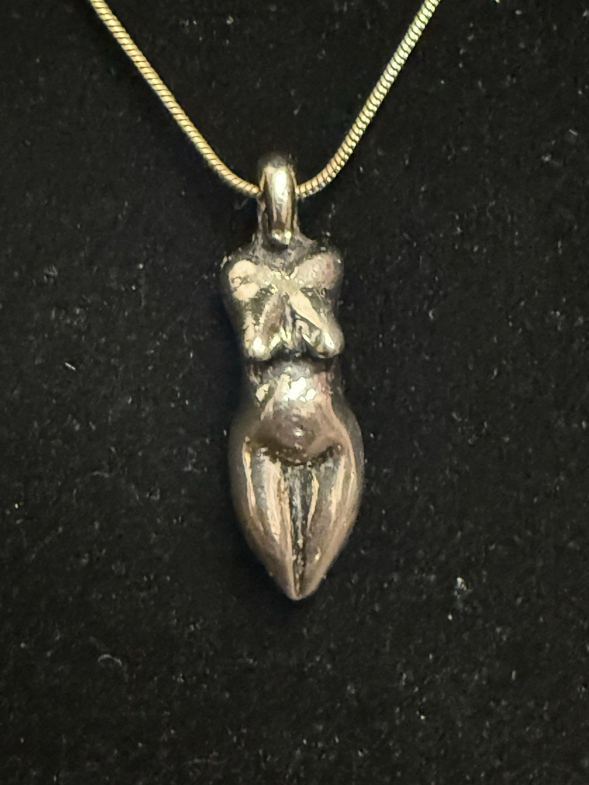 Stainless Steel Women’s Body Pendant With Silver Plated Box Chain