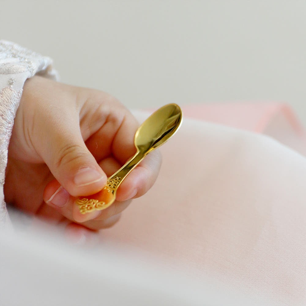 24K Gold Baby Spoon 3.75g | 99.99% Gold 1 don | Korean Doljanchi First Birthday