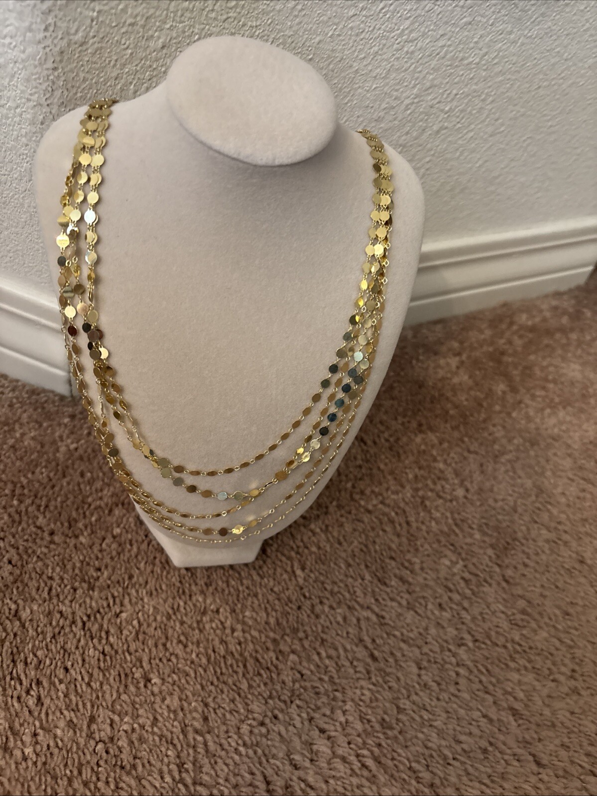 Bianca Milano 925 Sterling Silver Multi Strand Bib Necklace 20” Gold Tone