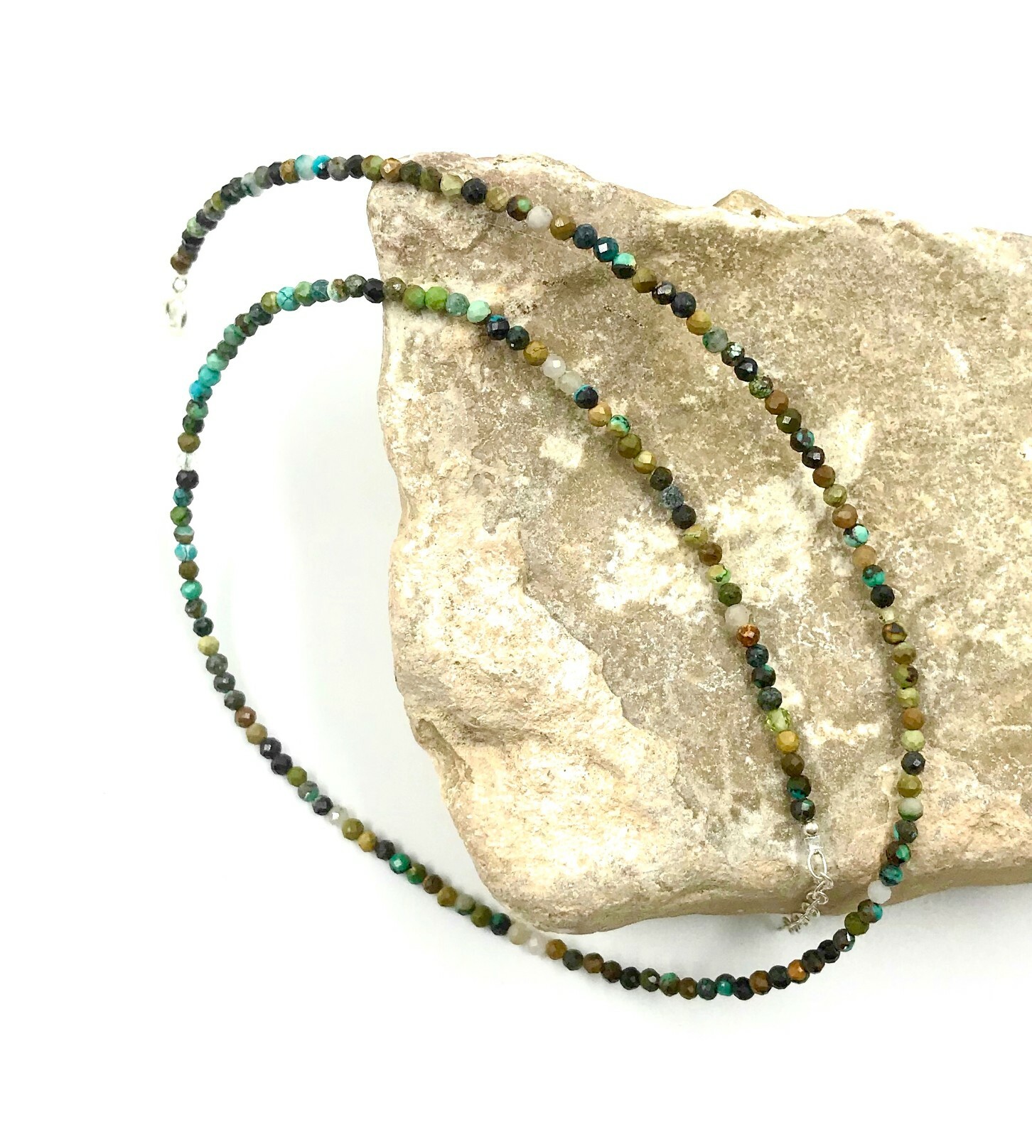 Genuine Turquoise Bead 925 Silver Necklace Jewelry Women Handmade USA SELLER