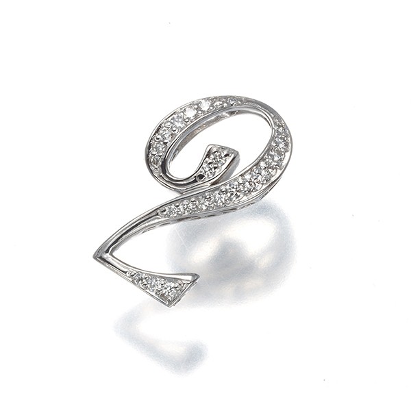 Auth Gem Castle YUKIZAKI Pendant Diamond 0.17ct Nombre Number No.2 18K WG