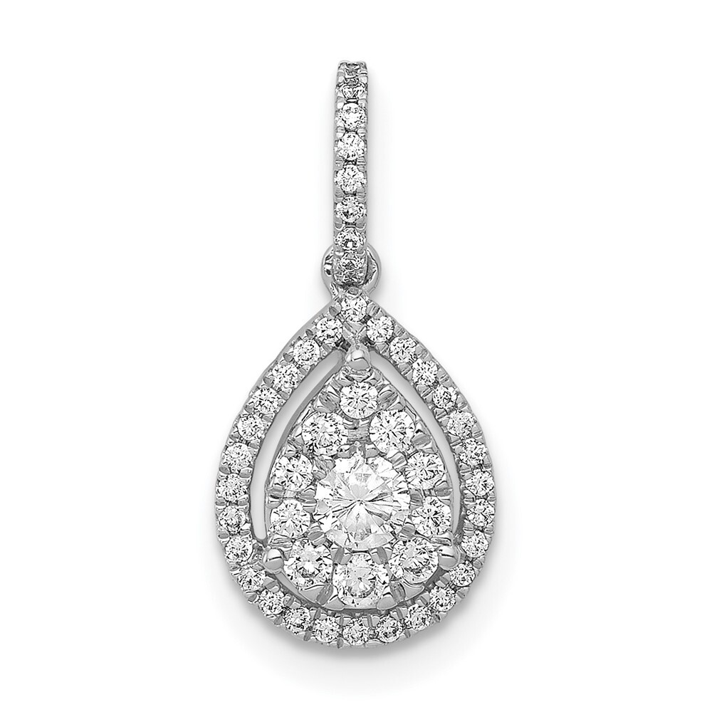 14K White Gold Lab Grown Diamond Teardrop Pendant for Women (VS/SI, G-H)