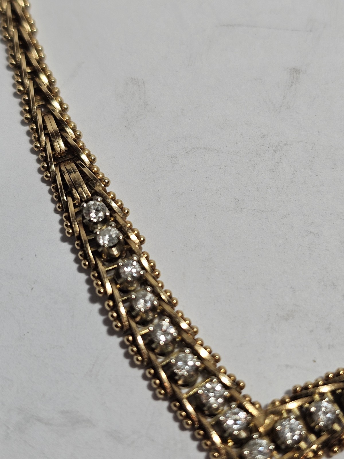 VINTACE 14KT Y/G 14KT DIAMOND V NECKLACE W 17 3PT DIAMONDS 16″ – 24 GRAMS