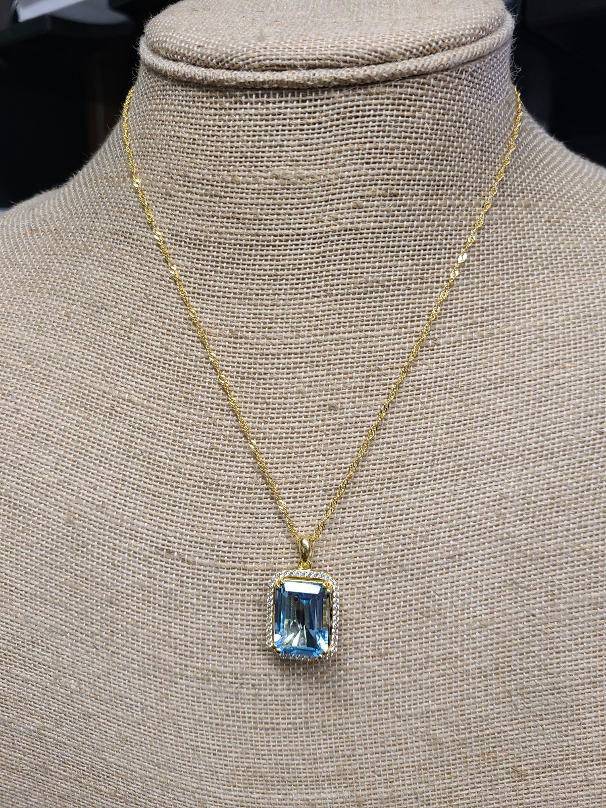 Sky Blue Topaz 18k Yellow Gold Over Sterling Silver Pendant With Chain 12.12ctw