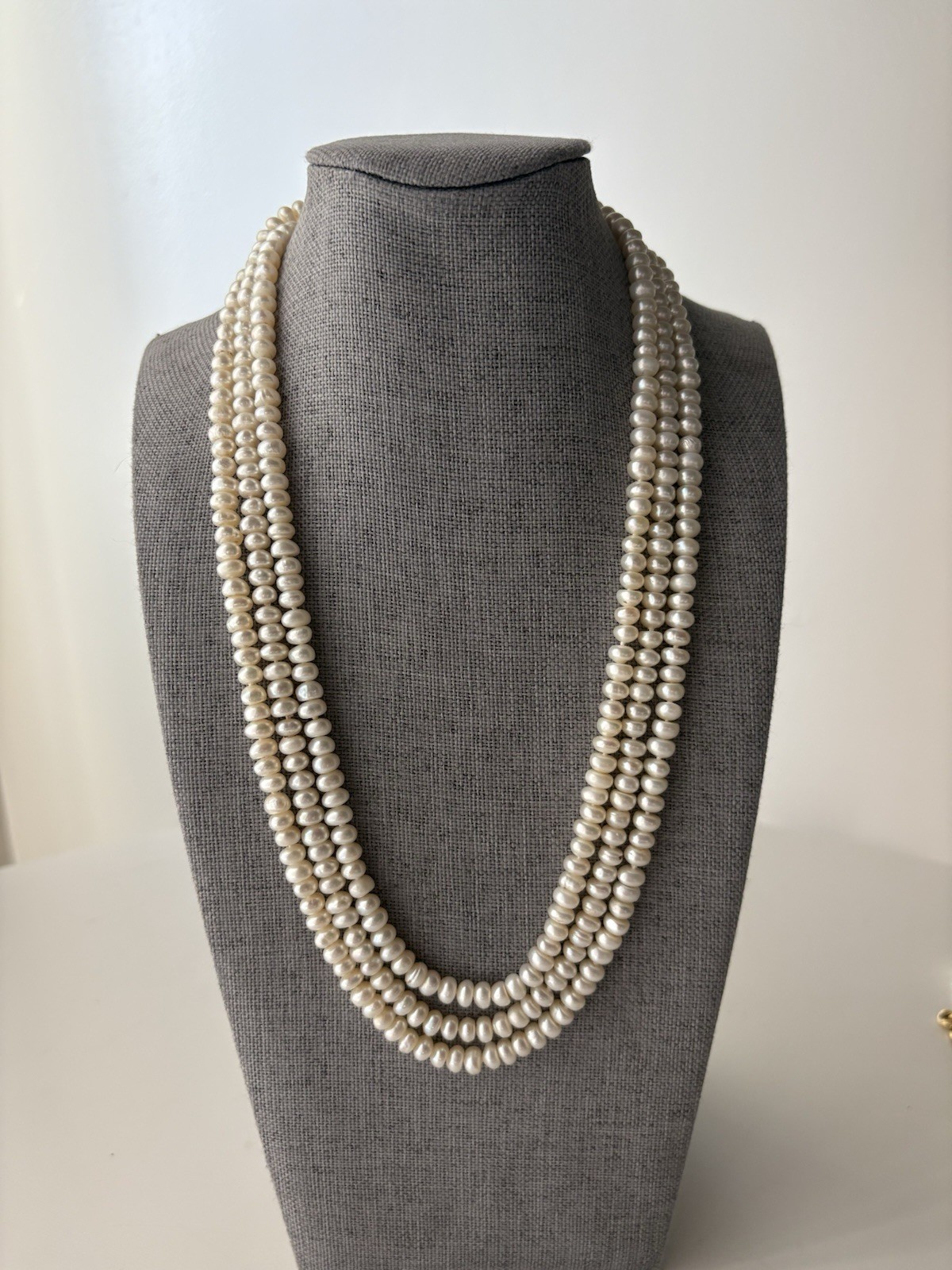 Freshwater Pearl Necklace Long 62 Inches Continuous Strand Layering