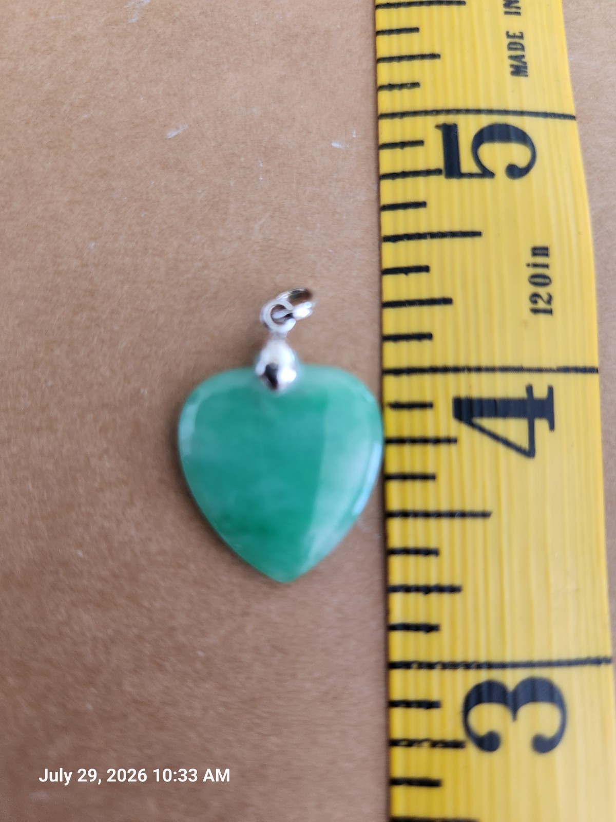 18k Solid White Gold Handcrafted Jade Heart Shape Pendant By Kai Cheong in HK