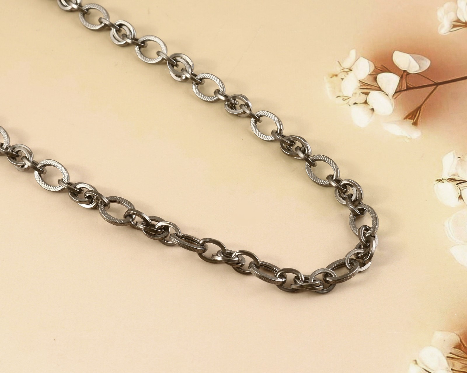 8mm Sterling Silver Oxidized Curb Chain Necklace | Solid 925 Silver Chain