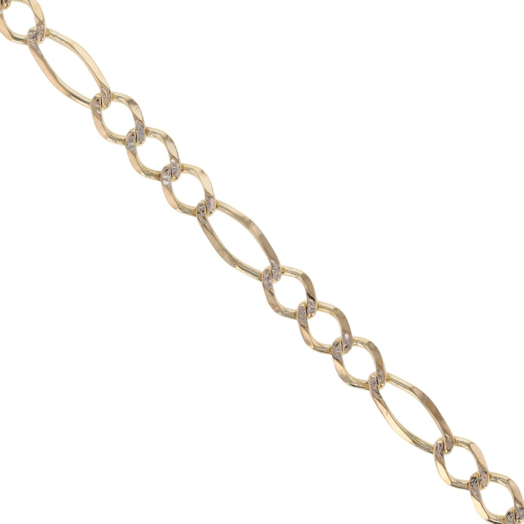 5.7mm Diamond-Cut Figaro Link Chain 24″ Necklace 10k Multi-Tone Gold 15.93 Grams