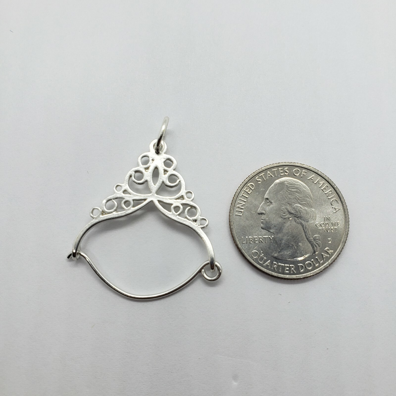 925 Solid Sterling Silver Large Charm Holder Pendant 1 1/2 inch Tall Made in USA