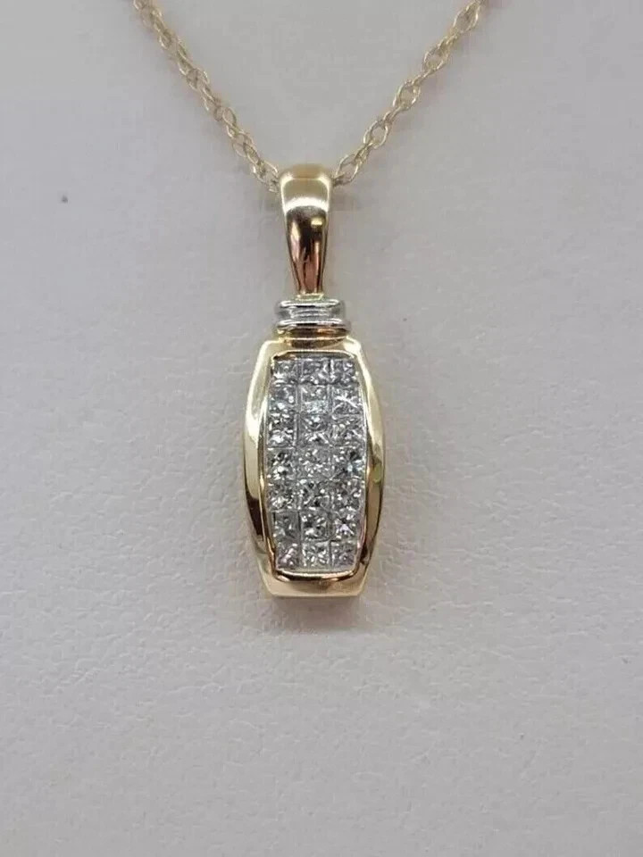 2Ct Princess Cut Lab Created Moissanite Unquie Pendant 14K Yellow Gold Plated