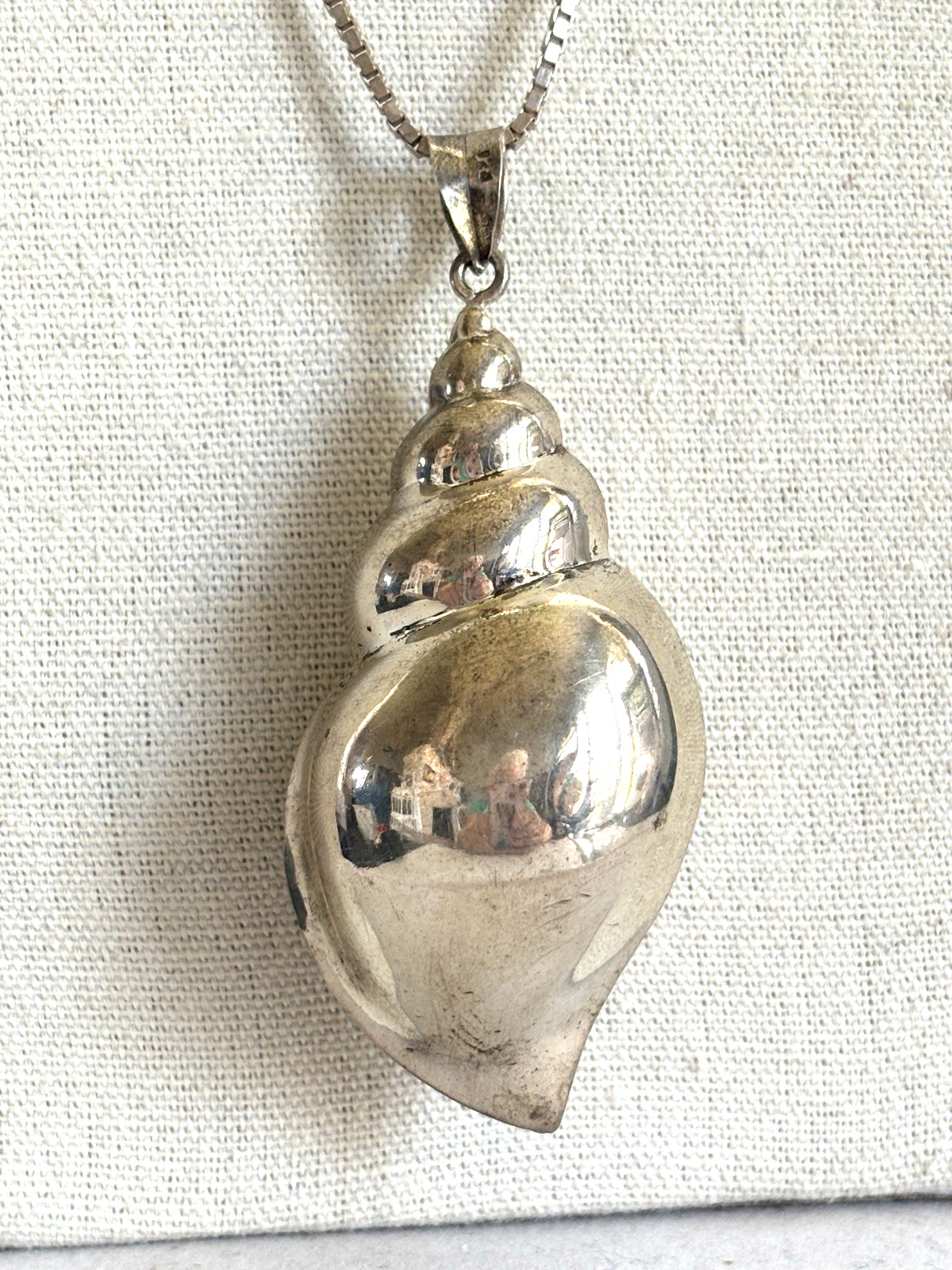 Large 3 ” sterling silver 925 seashell pendant necklace 21″ Milor Italy chain
