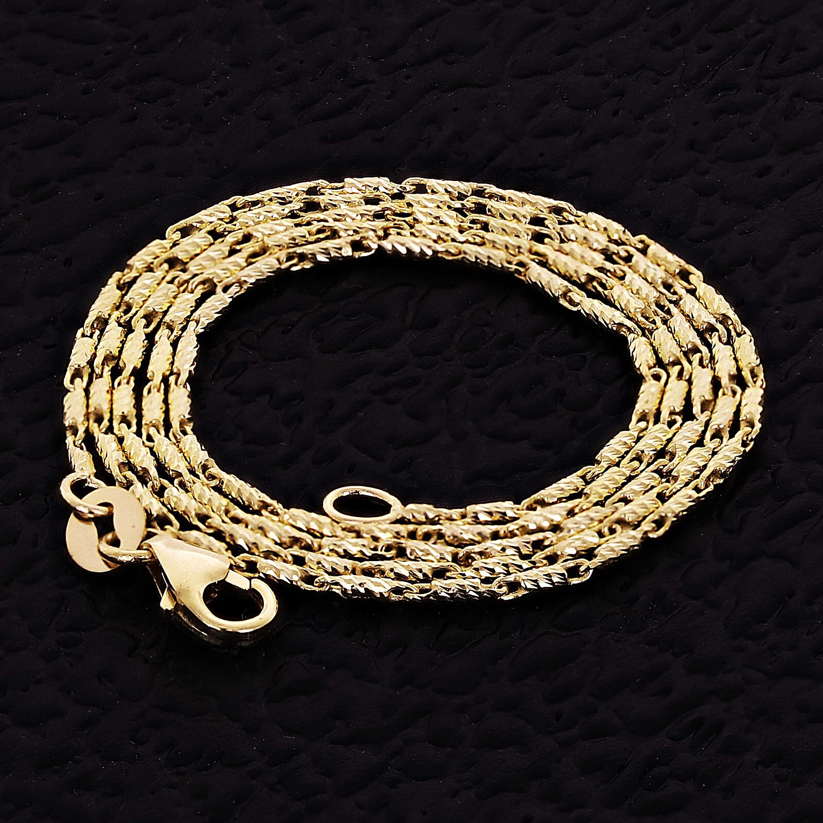 Italian 14k Yellow Gold Solid Raso Chain Necklace 1mm 18″ 3.4 grams