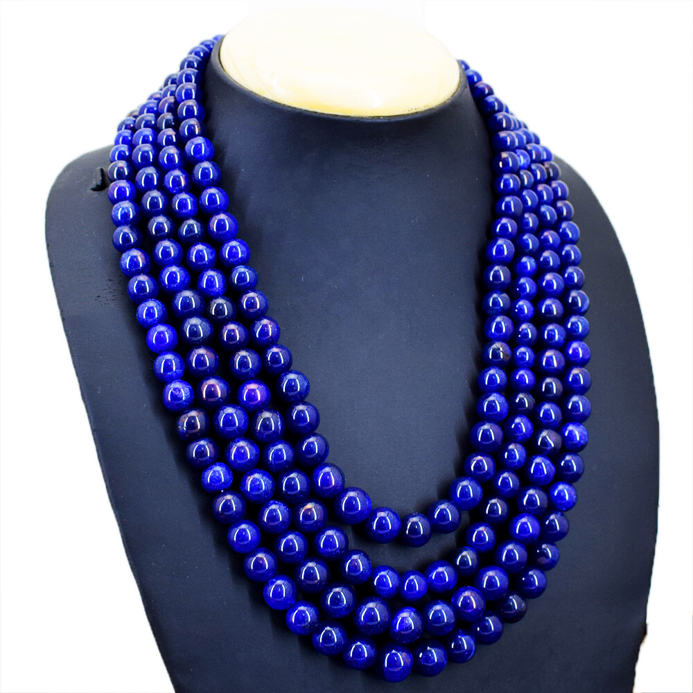 1045.00Cts ENHANCED Sapphire 4 Strand Round Shape Beads Necklace NK37E33
