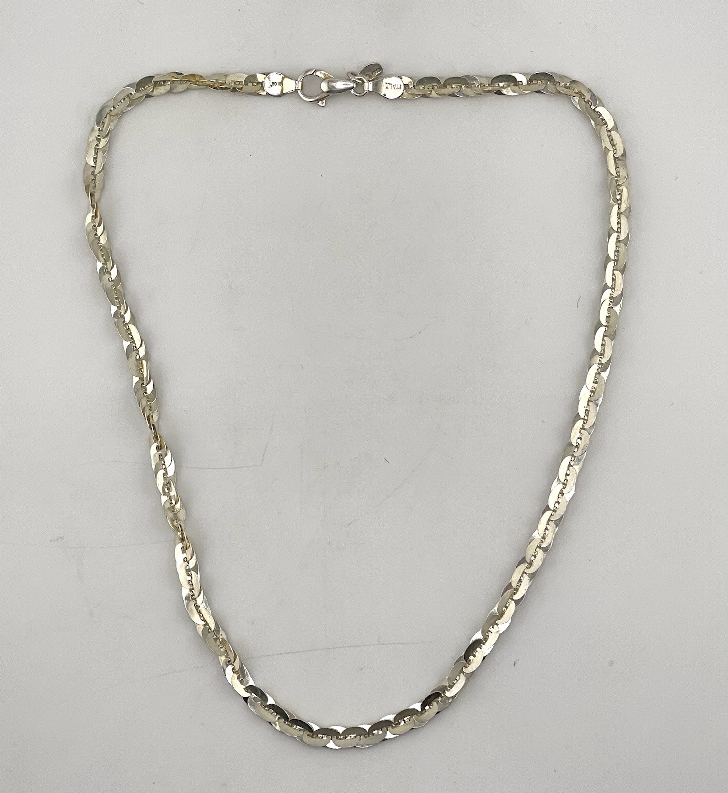 Milor Italy 950 Fine Silver Twisted Mariner Link Necklace 16” VTG Italian Chain