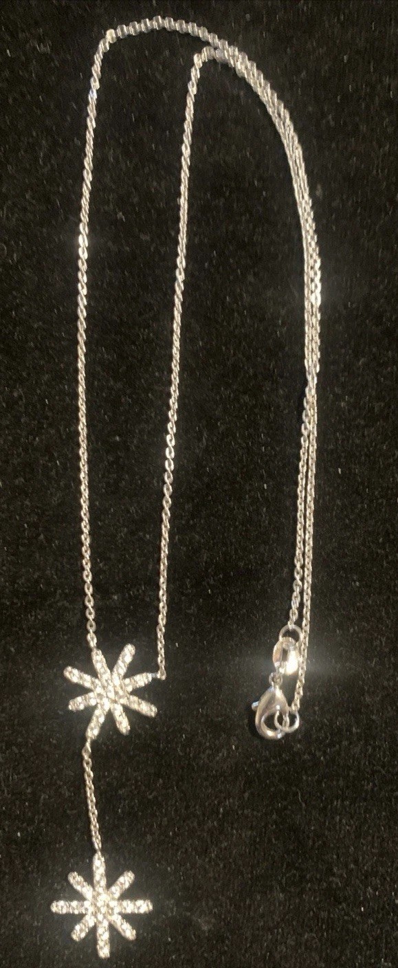 Beautiful Delicate 925 Sterling Silver Snowflake Lariat Necklace Excellent