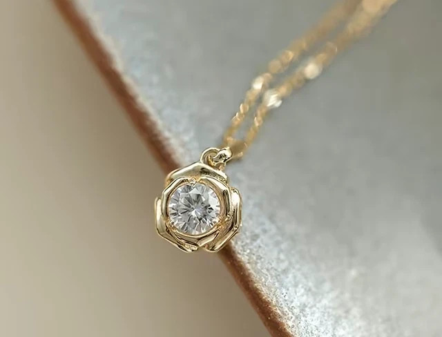 Lab Grown Diamond Solitaire Pendant In 1.00Ct Round Cut 14K Yellow Gold Plated