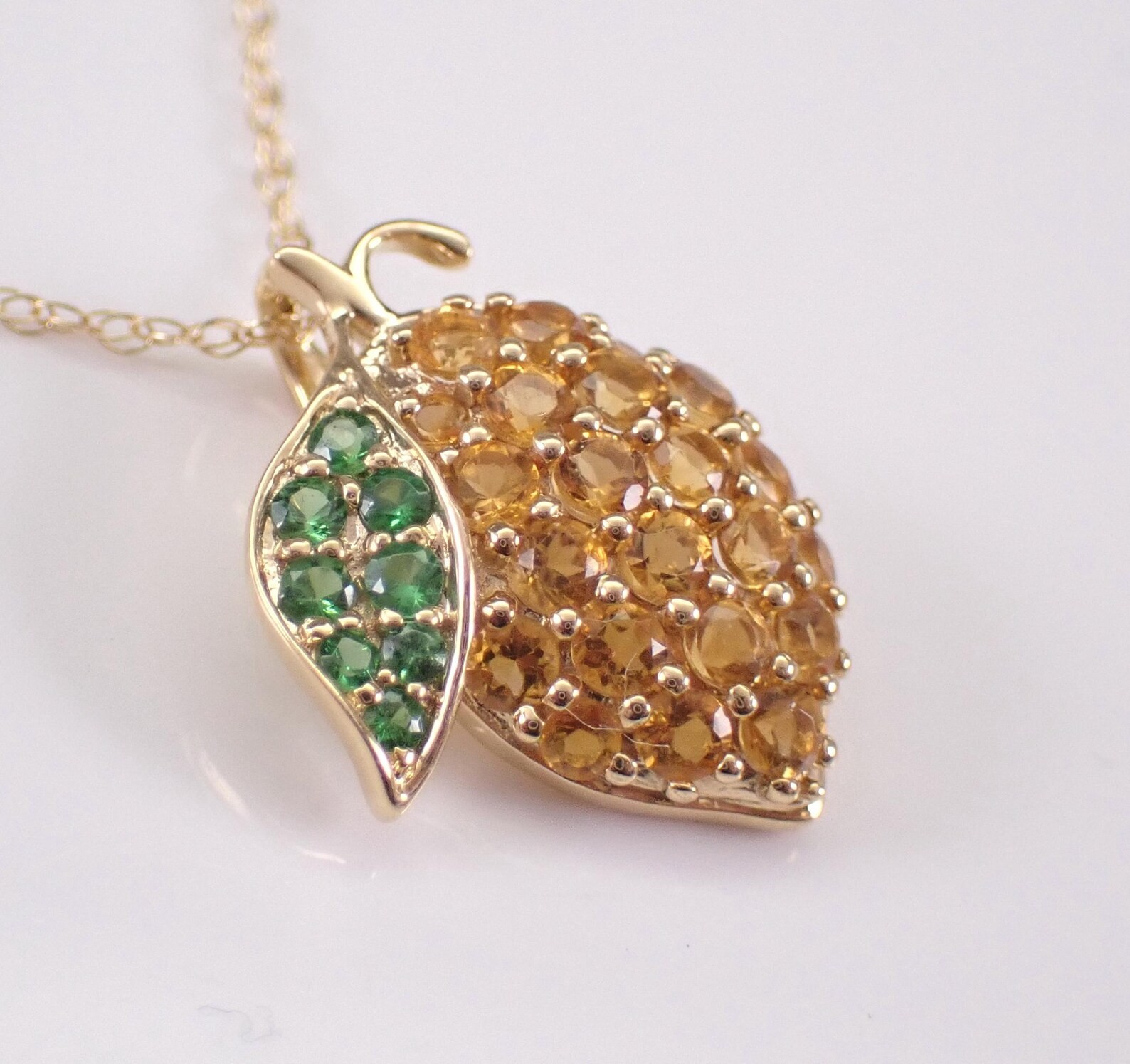 2 Ct Lab Created Citrine Lemon Charm Pendant Necklace 14K Yellow Gold Plated