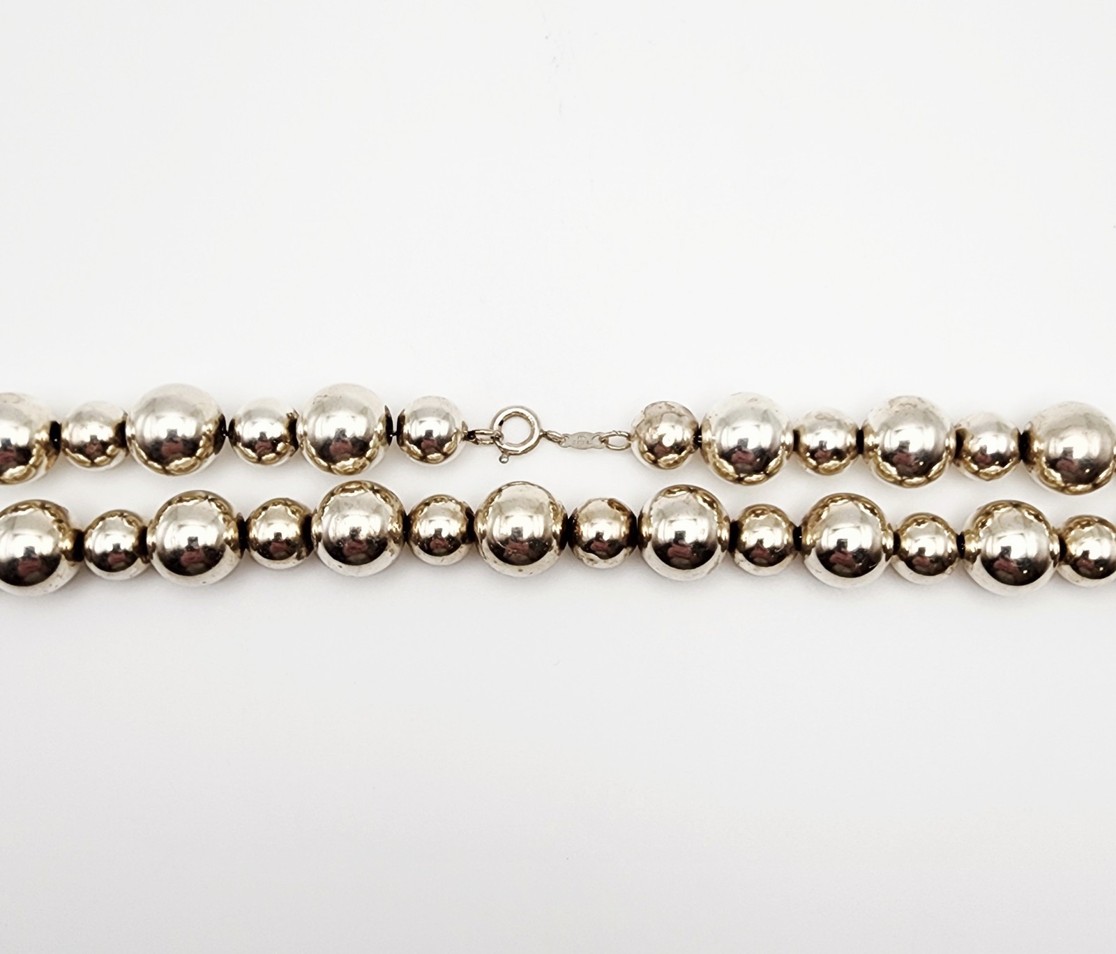 Vintage Sterling Silver Alternating Size 9mm/12mm Ball Bead Necklace 24″