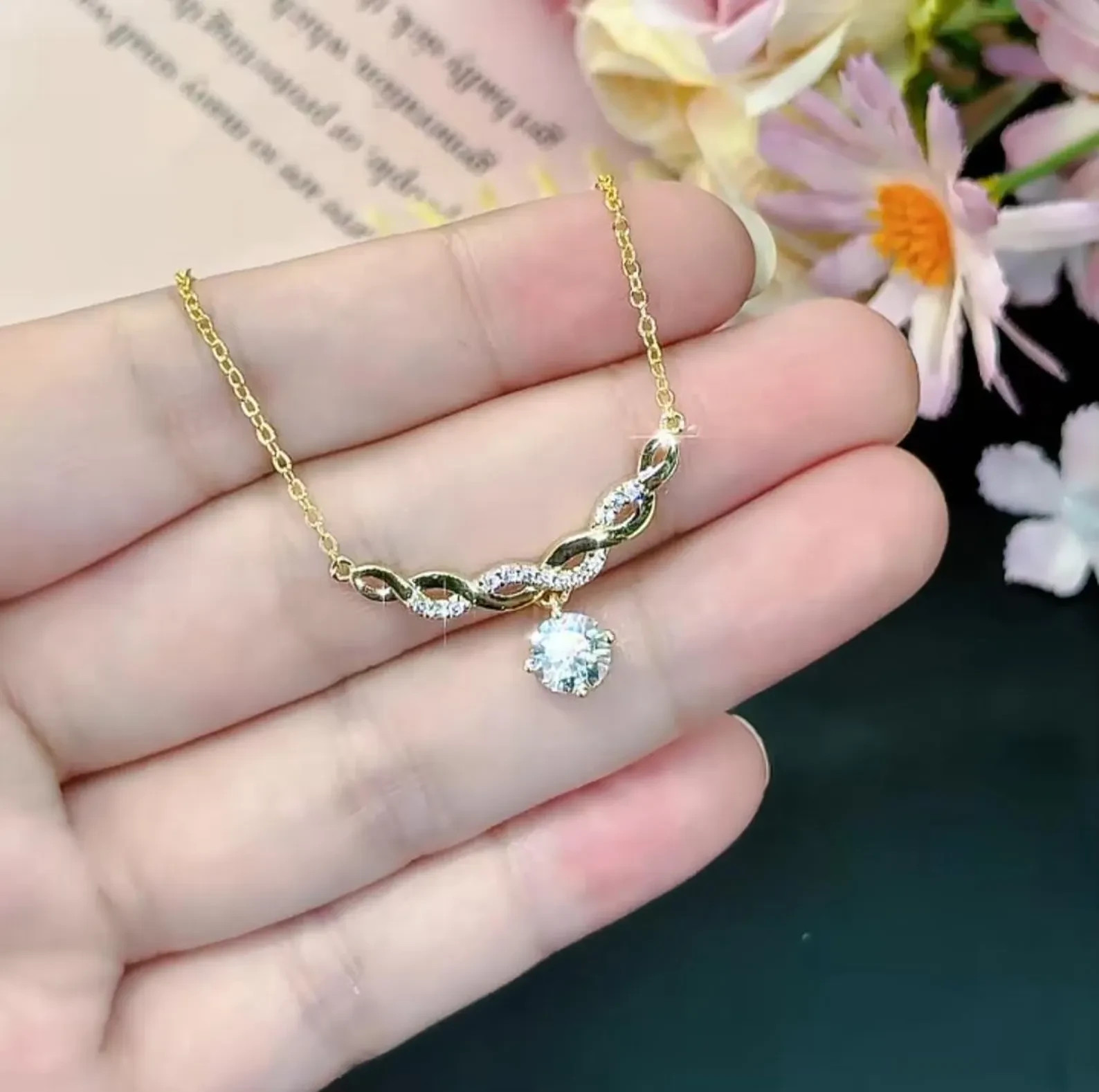 Infinity Necklace with Sparkling 2ct Moissanite – Timeless Jewelry Gift for Her