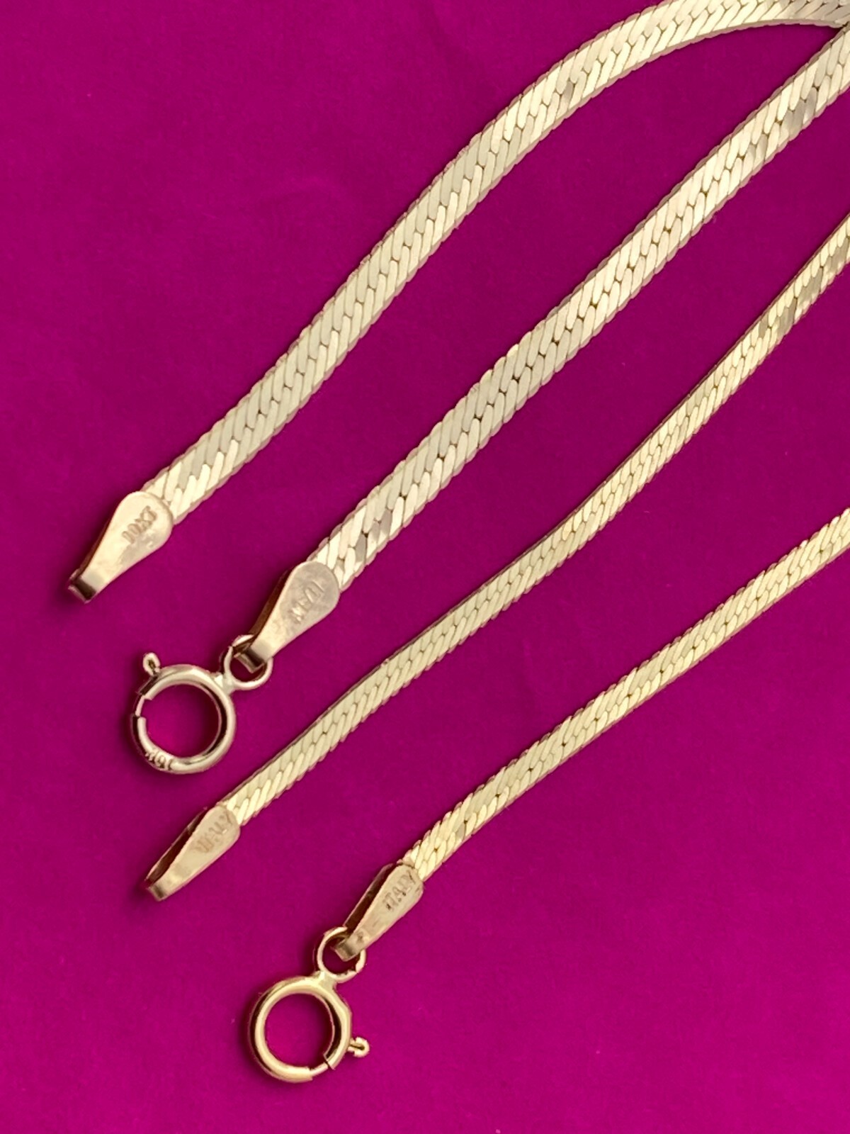 solid 10k gold herringbone necklace Real 10kt gold Italian Necklace