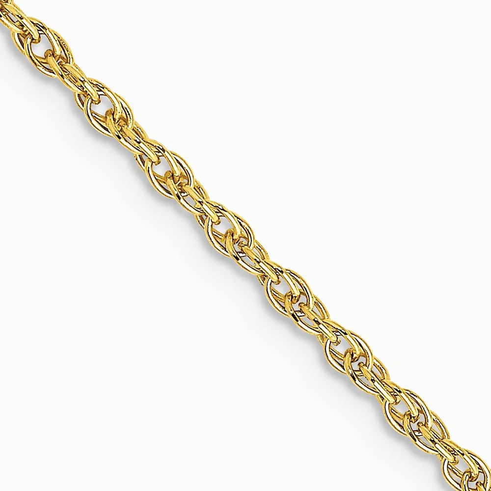 10K Yellow Gold 1.55mm Carded Cable Rope Chain Necklace 16″-24″