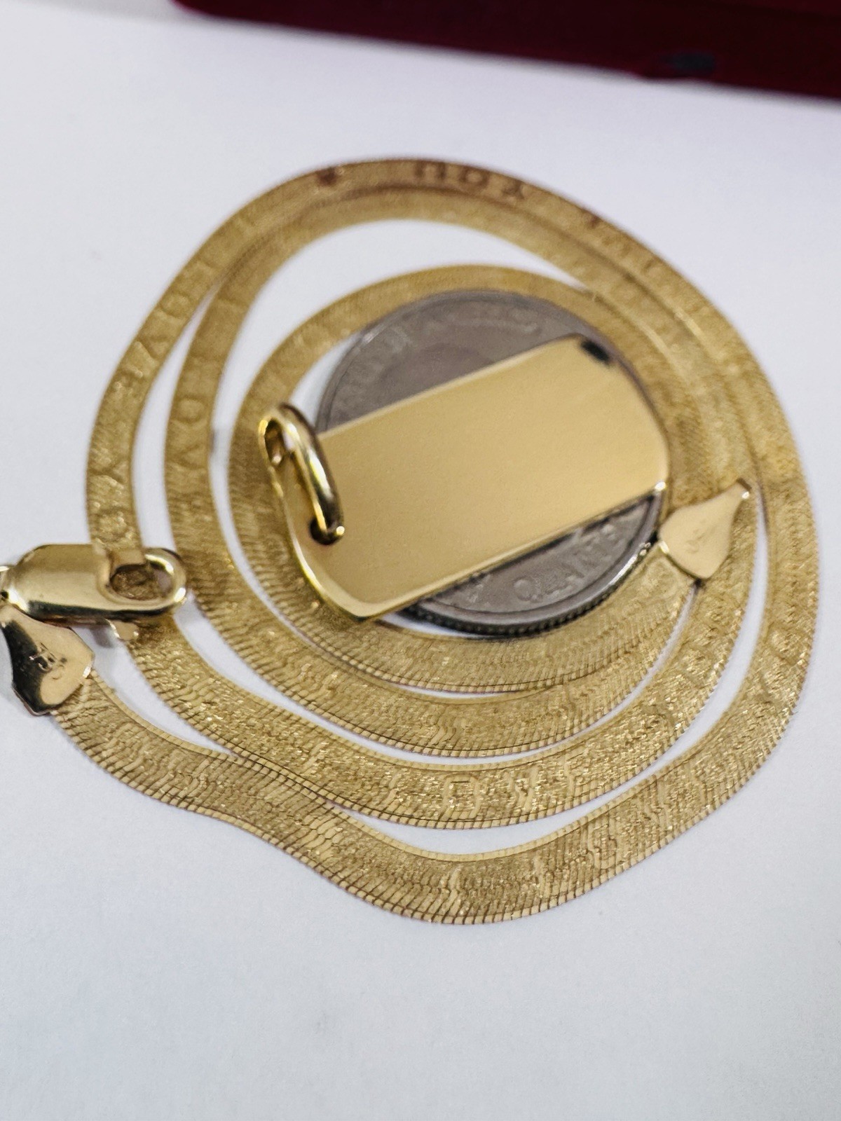 18K 750 Genuine Gold Rectangle Bar Necklace 17” Inch Long 12.4g 3.8mm