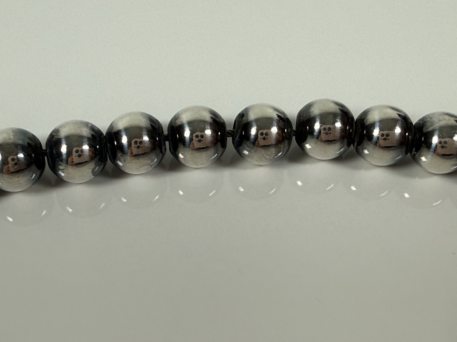 925 Sterling Silver Round Ball Bead 6mm Chain Necklace 18”