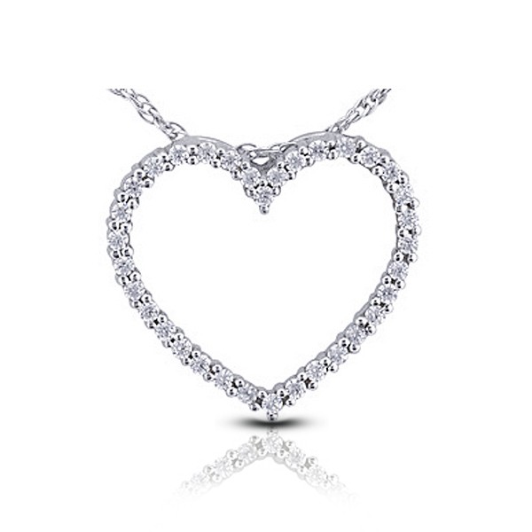 0.55ctw F VS2 Round Cut Natural Certified Diamonds White Gold Pendant + Chain
