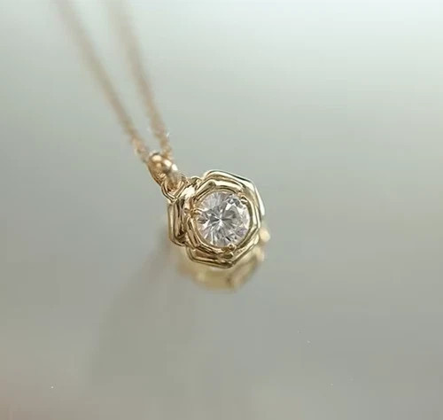 Lab Grown Diamond Solitaire Pendant In 1.00Ct Round Cut 14K Yellow Gold Plated