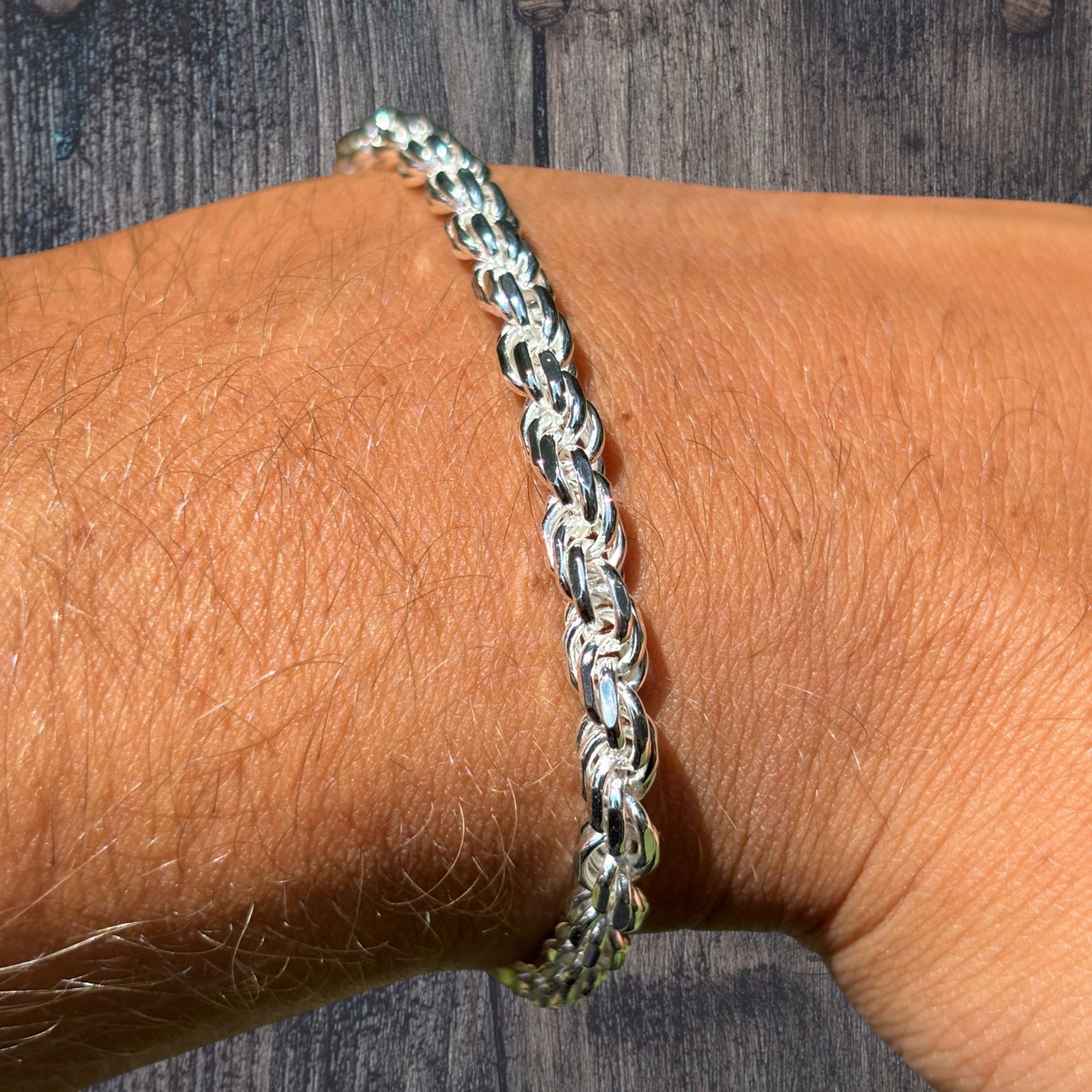 5mm Diamond Cut Rope Bracelet – Solid 925 Sterling Silver Or 14k Gold Vermeil