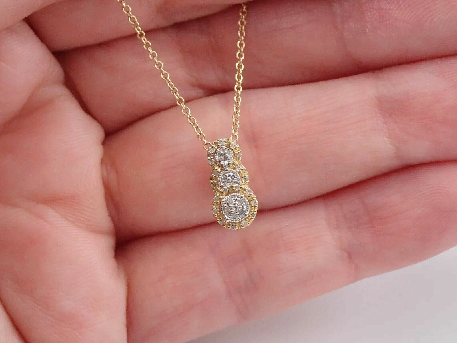 3Ct Round Cut VVS1/D Diamond Three Stone Pendant 14K Yellow Gold Finish Chain