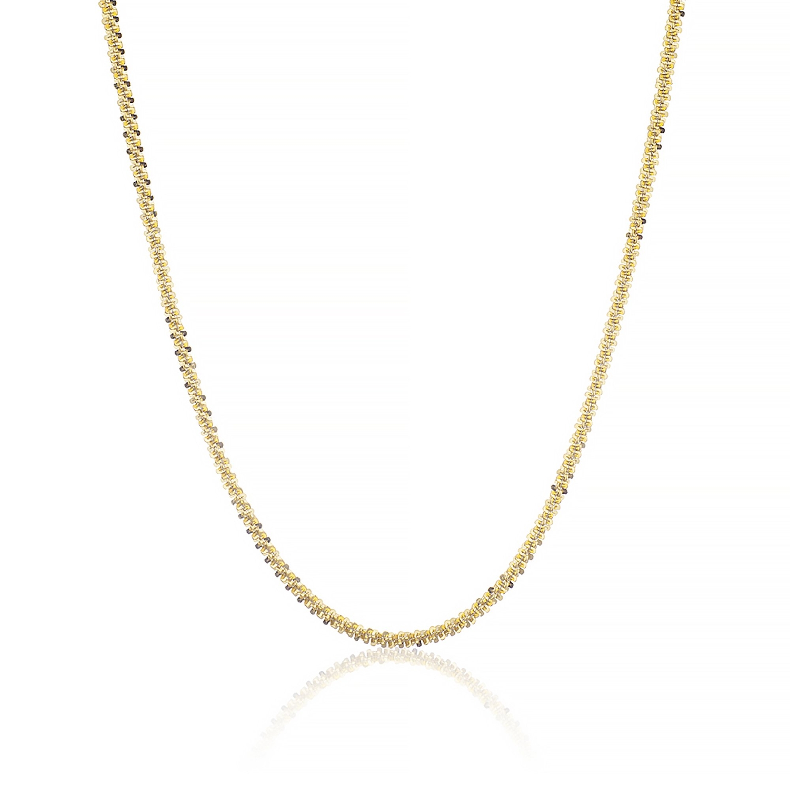14k Gold Plated Over 925 Sterling Silver 2.50mm Twisted Rock Sparkle Chain