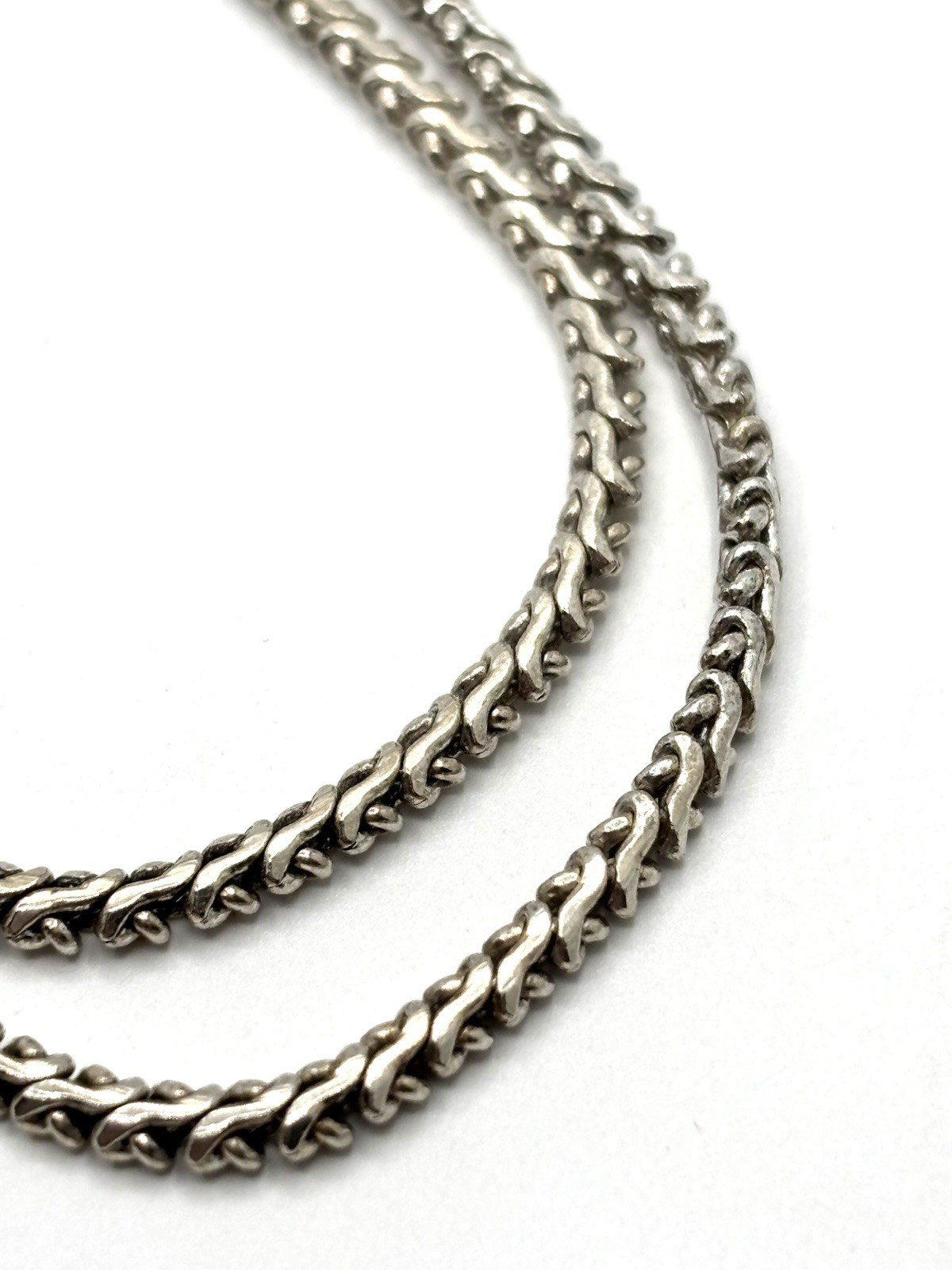 Vintage 835 German Silver 2.2mm Byzantine Wheat Chain Link Necklace 37”