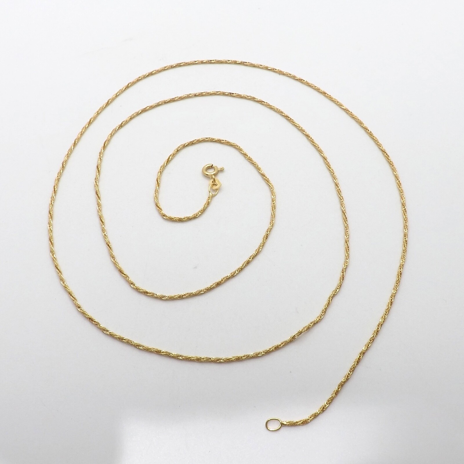 18k Gold Twisted Spiga Wheat Link Pendant Chain Necklace Italy 750 29in Sparkly