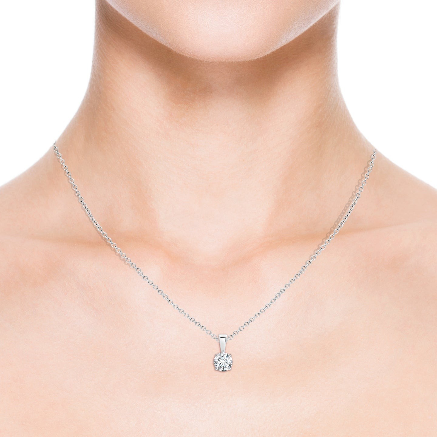 1.00 Ct Round Cut Lab Grown Diamond Pendant Necklace 925 Sterling Silver E-F VS1