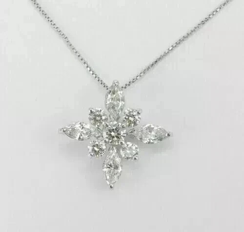 Real Moissanite 2Ct Marquise Cut Women’s Beauty Pendant 14K White Gold Plated