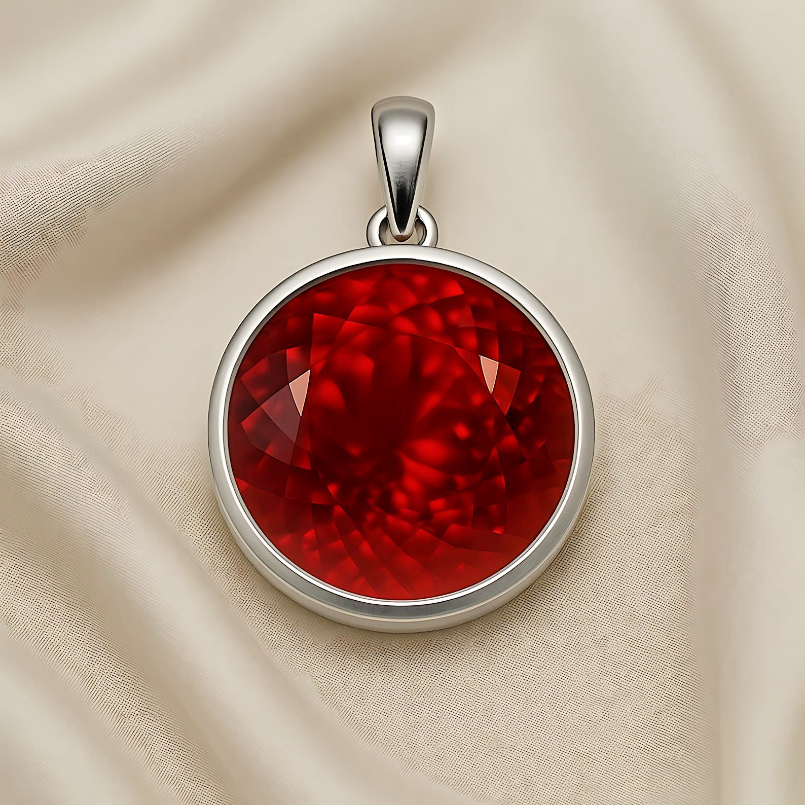 37.80 Ct Natural Red Ruby Pendant Certified 925 Sterling Silver Loose Gemstone