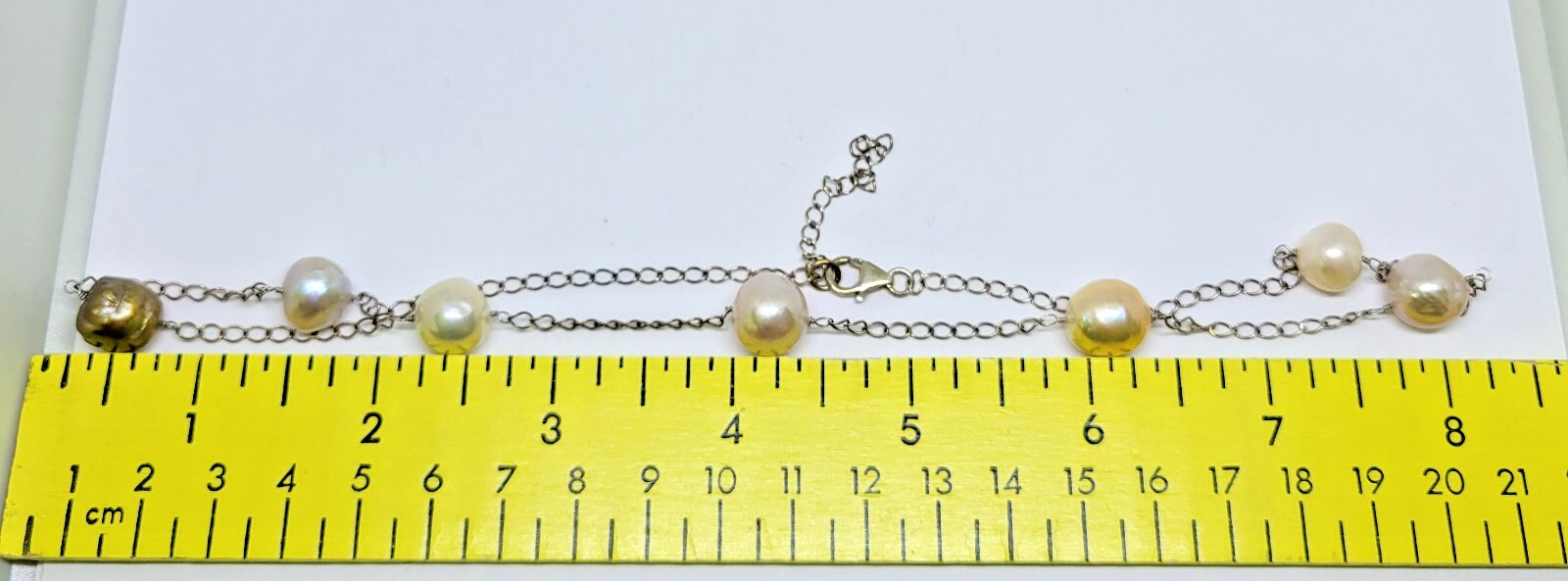 ShopLC Sterling Silver 10-12mm Multi Color Pearl Station Necklace ~ 18-22″