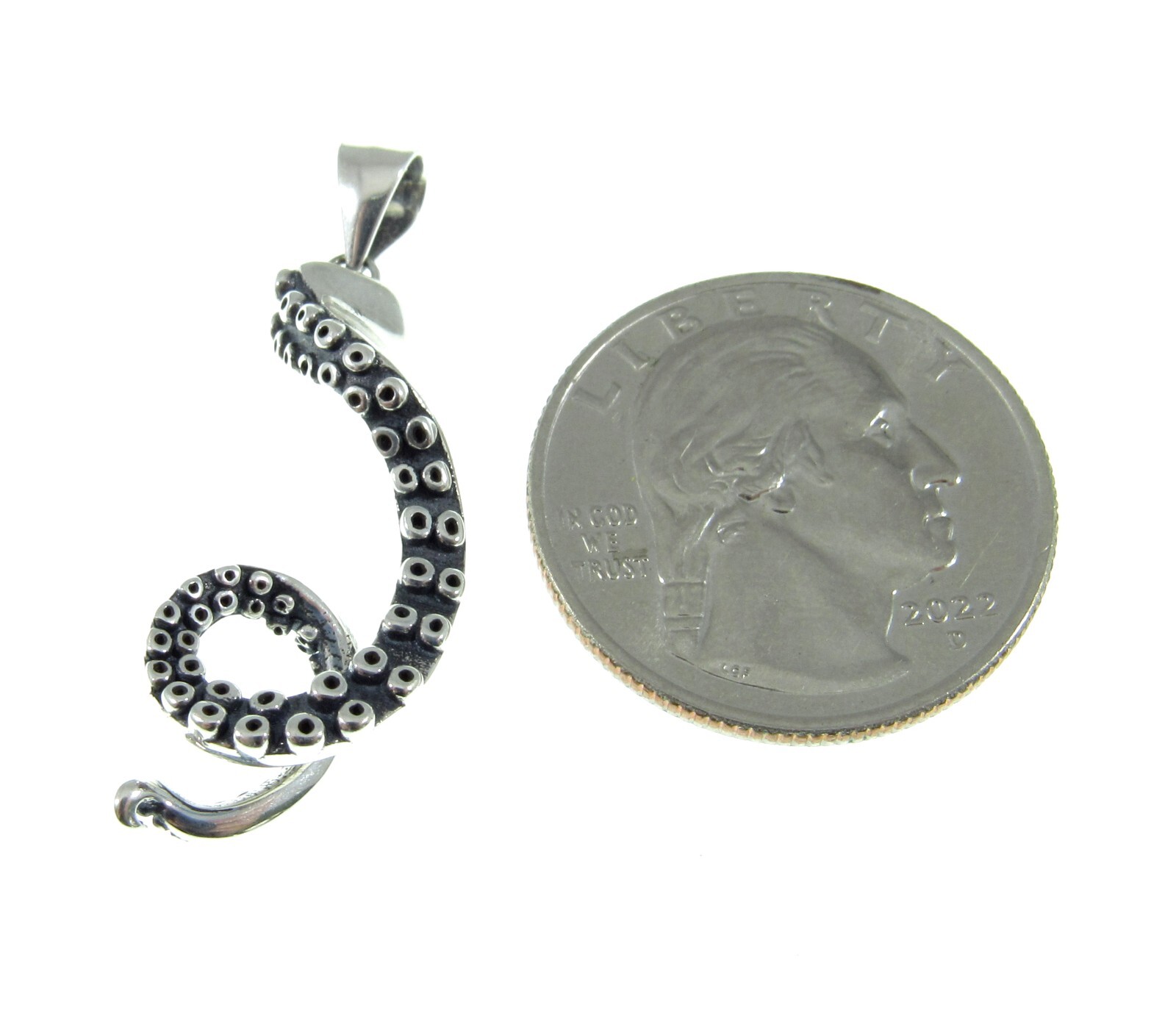 Handcrafted Solid 925 Sterling Silver 3D Octopus / Mollusk Tentacle Pendant