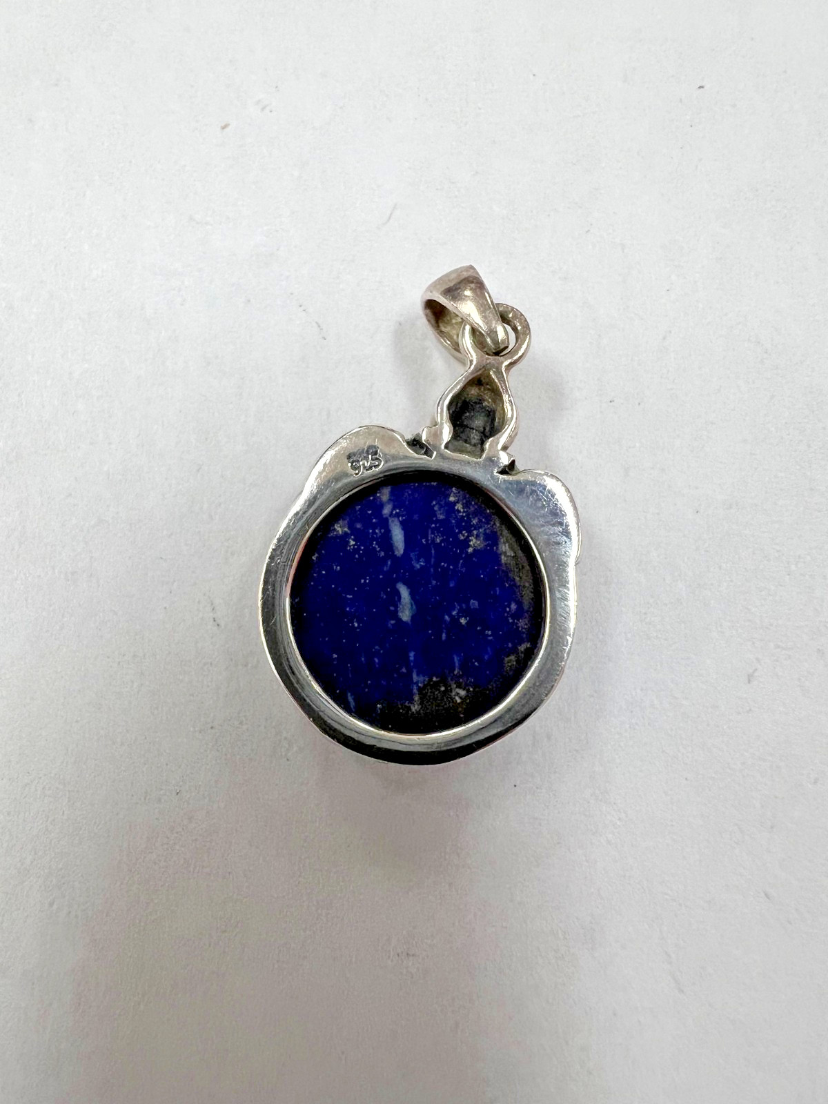 Unknown Designer Sterling Silver Drop Pendant with Royal Blue Stone [085DuW]