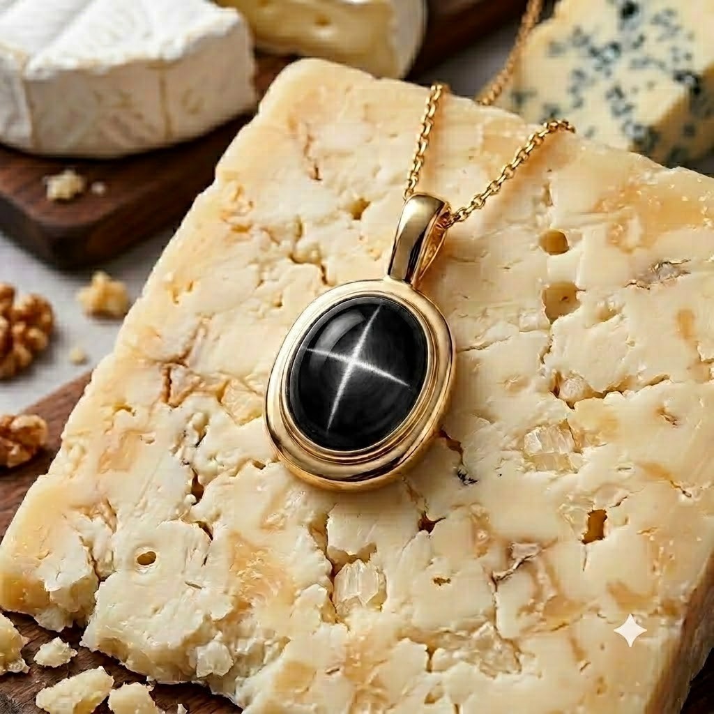 Black Star Sapphire Pendant Oval Gemstone 925 Sterling Silver Four Ray Gemstone