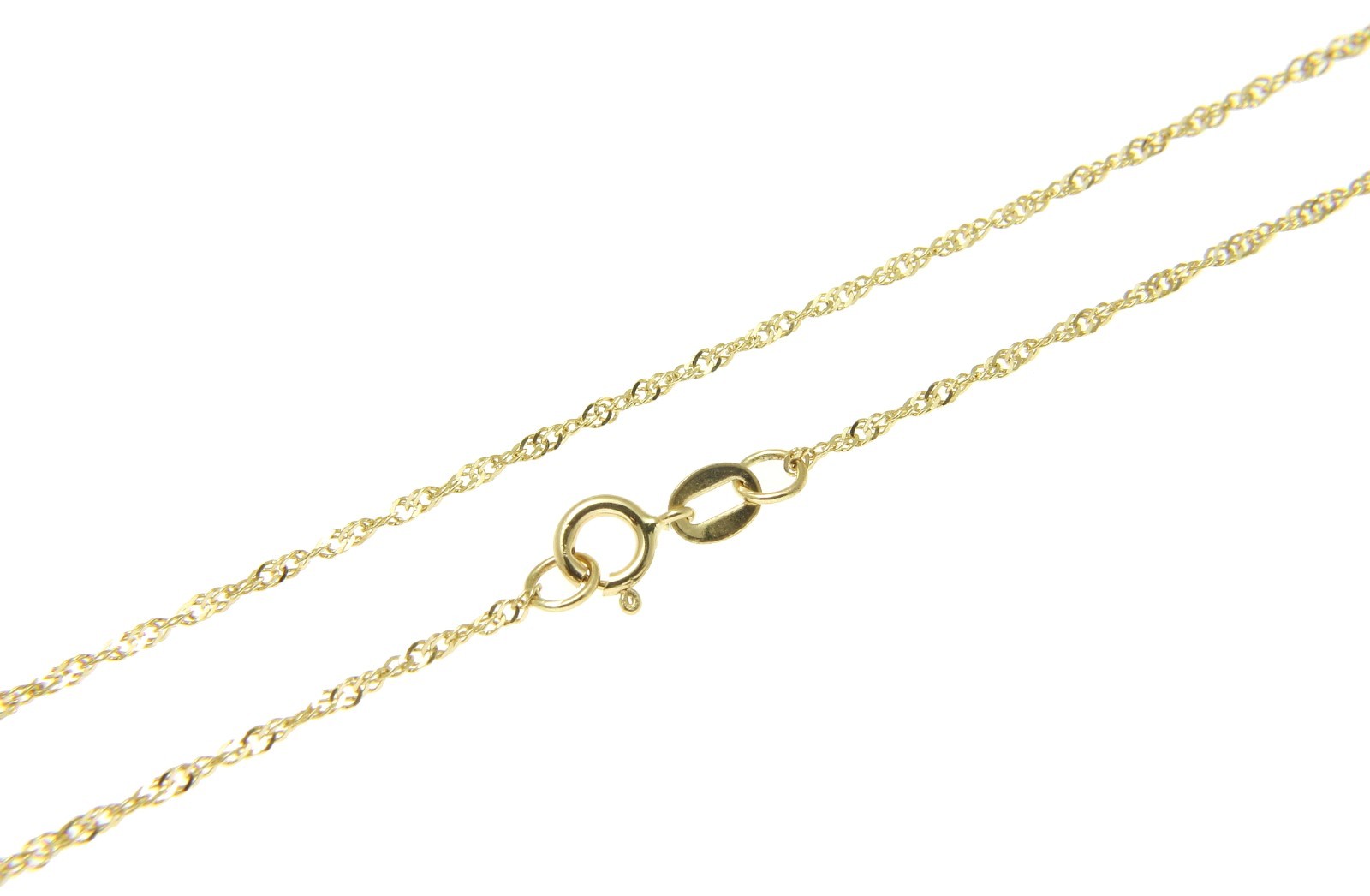 1MM SOLID 14K YELLOW GOLD SINGAPORE CHAIN NECKLACE 20″