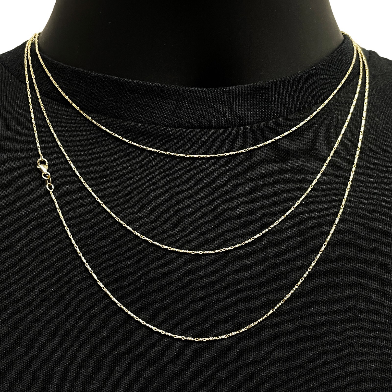 Italian 14k Yellow Gold Solid Raso Chain Necklace 1mm 18″ 3.4 grams