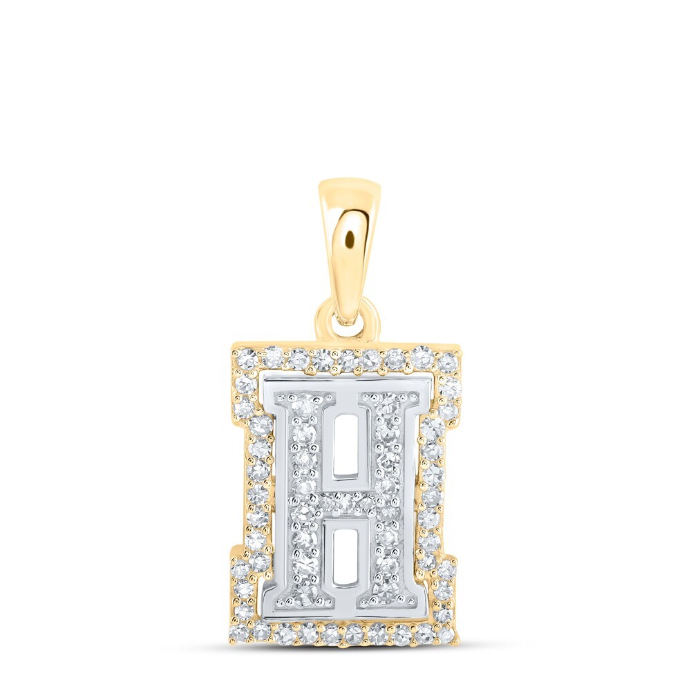 0.20cttw Diamond H Initial Letter Pendant 10k Two tone Gold