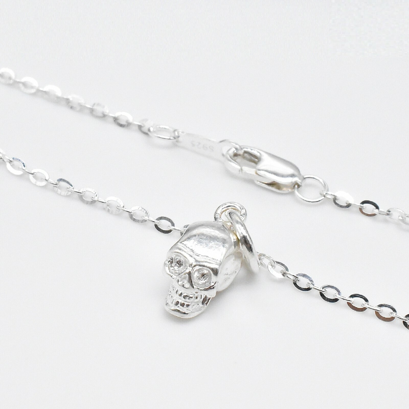 925 Sterling Silver Skull Necklace Cable Chain 16 18 20 22 24 26 28 Inches