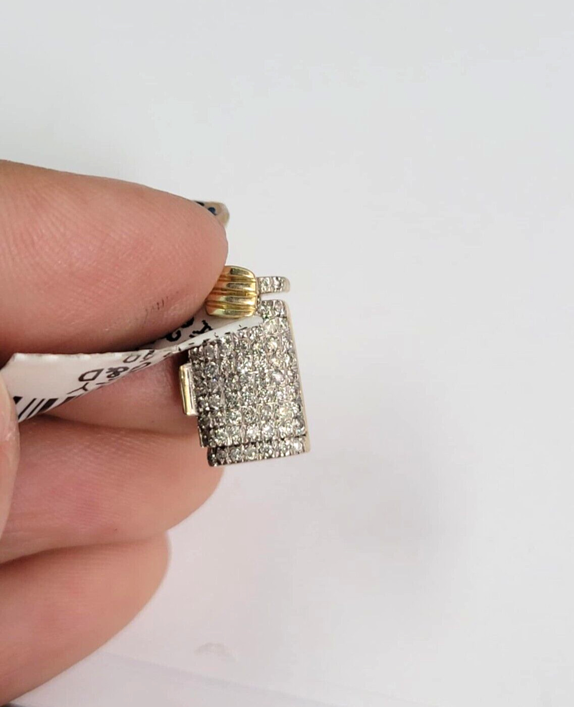 10K Yellow Gold Diamond Box Clasp Accessory 7.5MM Pave Set Double Lock