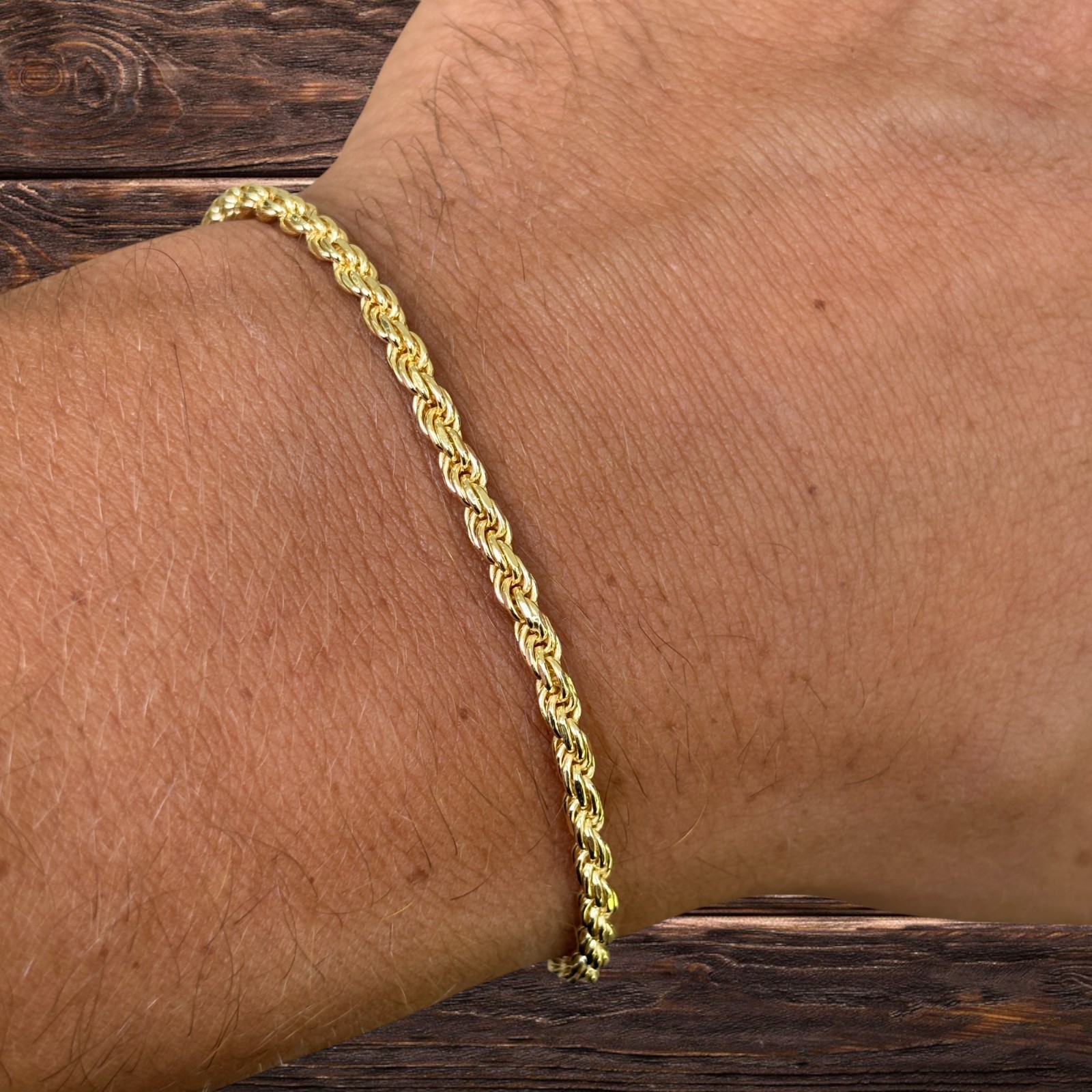 3mm Diamond Cut Rope Bracelet – Solid 925 Sterling Silver Or 14k Gold Vermeil