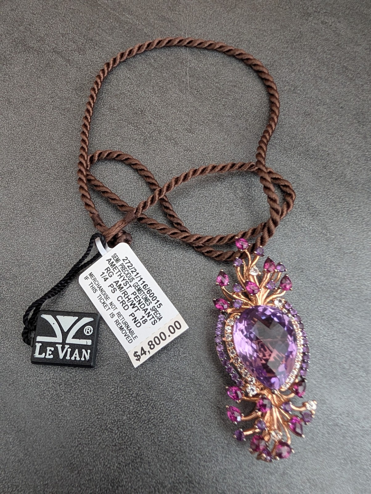 Le Vian 18 CT Crazy Cord Pendant Necklace in 14k Strawberry Rose Gold